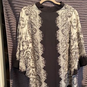 NWT black and off white print dress